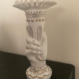 Unusual vintage fluted vase replica of hand